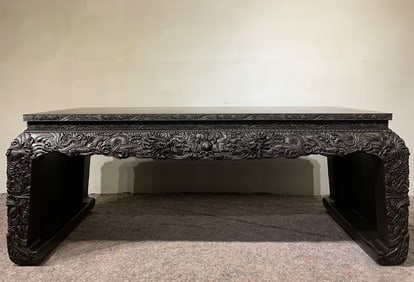 A Huge Zitanwood Auspicious Cloud and Dragon Pattern Table