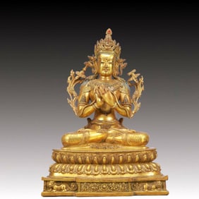 A Solemn Gilt Bronze Statue of Amitayus