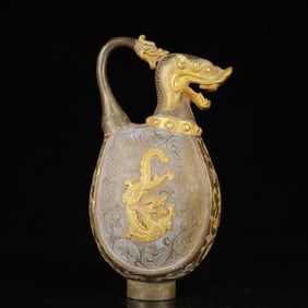 An Exquisite Gilt Silver Dragon Pattern Ewer