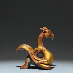 An Exquisite Gilt Bronze Auspicious Beast Ornament