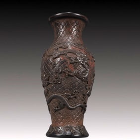 A Precious Coloured glaze Coarse cloth Glazed Dragon Pattern Vase