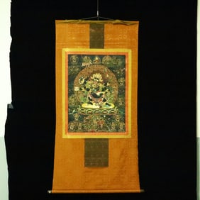 A Rare Brocade Painted Color Statue of Vajra Tangka