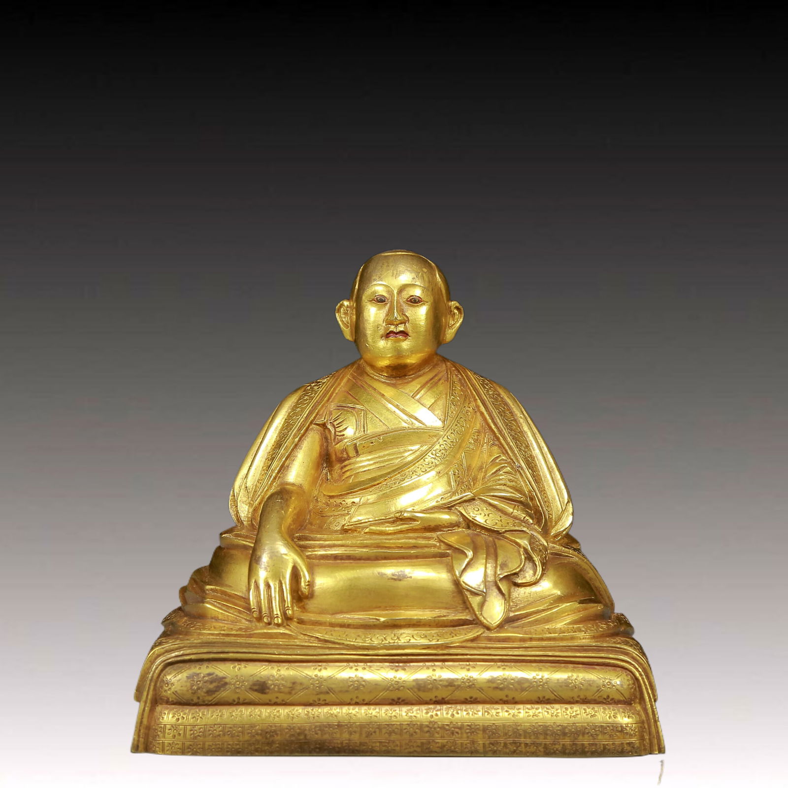 A Solemn Gilt Bronze Statue of Guru (1 of 9)