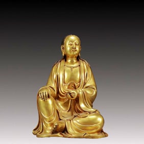 A Solemn Gilt Bronze Statue of Avalokitesvara