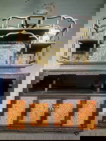 A Huge Zitanwood Eight Treasures Pattern Niche,With Scriptures