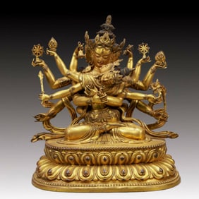 A Solemn Gilt Bronze Statue of Mandkesvara