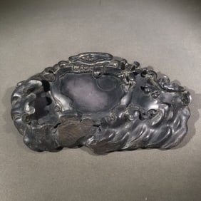 A Rare Seawater Pattern Inkstone,With Poem