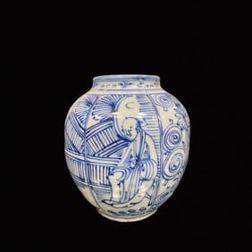 An Exquisite Blue and White Figure and Story Pattern Jar