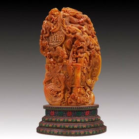 An Exquisite Tianhuang Stone Dragon and Phoenix Pattern Seal