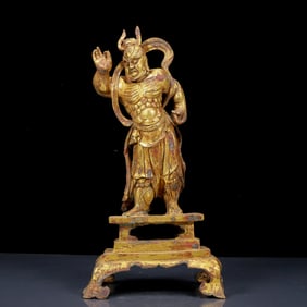 A Rare Gilt Bronze Statue of Heavenly King