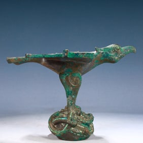 An Archaic Bronze Bird Ornament,Inlaid Turquoise