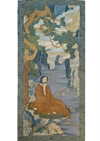 A Fine Embroidery Statue of Bodhidharma