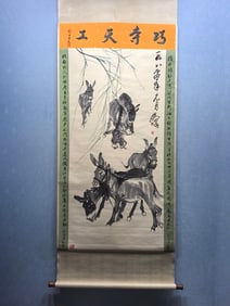 A Chinese Vertical Scroll Ink Painting of Animal on Paper