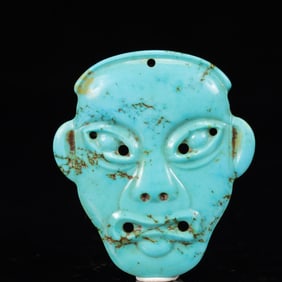 An Exquisite Turquoise Figure-Face Pendant