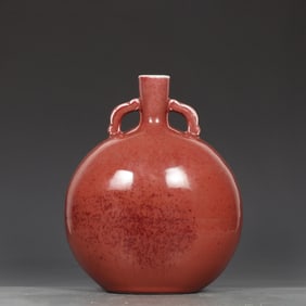 An Exquisite Ruby red-Glazed Double-Ears Vase