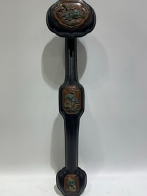 A Huge Zitanwood Flower and Fish Pattern Ruyi,With Poem