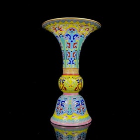 An Exquisite Enamel Beast-Face Pattern Vase