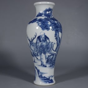 A Rare Blue and White Figure and Story Pattern Vase
