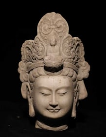 A Solemn Marble Avalokitesvara-Head Ornament