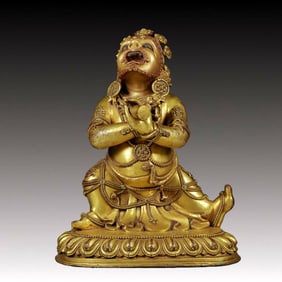 A Brilliant Gilt-Bronze Figure Of Vajrapani With marks