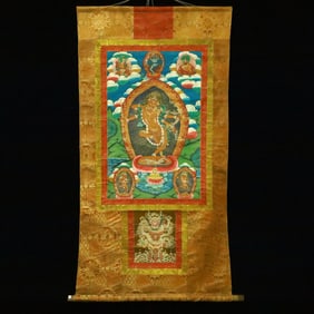 A Rare Brocade Painted Color Statue of Dakini Tangka