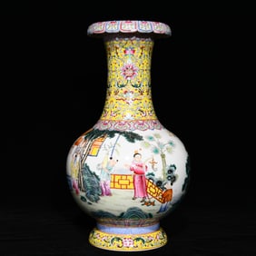 A Rare Famille-Rose Character and Story Pattern Vase