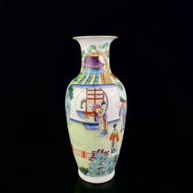 An Exquisite Famille-Rose Figure and Story Pattern Vase