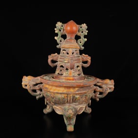 An Exquisite Tang Tri-Color Glazed Pottery Tripod Censer