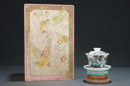 An Exquisite Famille-Rose Landscape Pattern Bowl with Cover,with Base