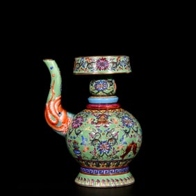 An Exquisite Enamel Painted Gold Eight Treasures Pattern Pot