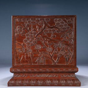 An Exquisite Zitanwood Pine, Bamboo and Plum Blossom Pattern Cover Box