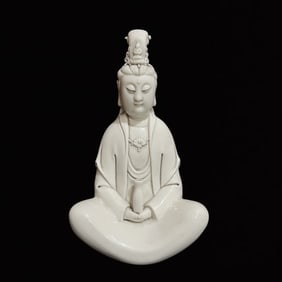 A Solemn Blance-De-Chine Statue of Avalokitesvara
