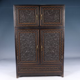 A Huge Zitanwood Auspicious Cloud and Dragon Pattern Box