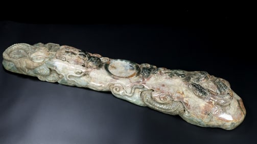 An Exquisite Archaic Jade Dragon Pattern Inkstone