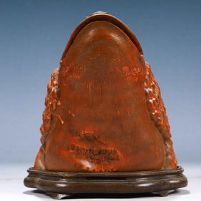 An Exquisite Bamboo Golden Toad Ornament,With Base