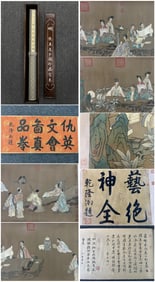A Chinese Hand Scroll Ink Painting of Figure and Story on Silk