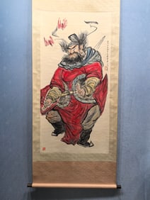 A Chinese Vertical Scroll Ink Painting of Figure on Paper