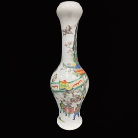 A Rare Famille-Rose Figure and Story Pattern Vase