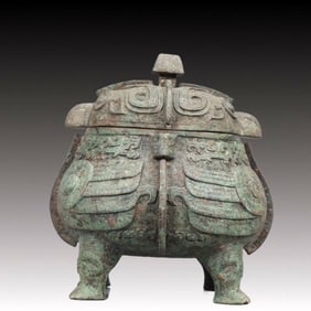 A Precious Bronze Auspicious Bird Pattern Jar with Cover,With Inscription