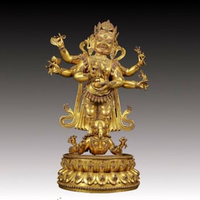 A Magnificent Gilt-Bronze Figure Of Vajrapani