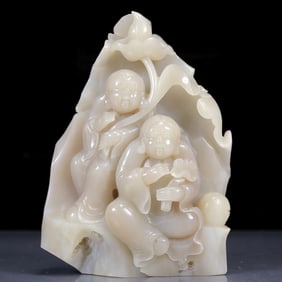 An Exquisite Greenish Jade Maitreya Buddha Ornament