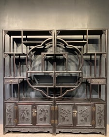 A Pair of Huge Zitanwood Flower and Fruit Pattern Shelfs