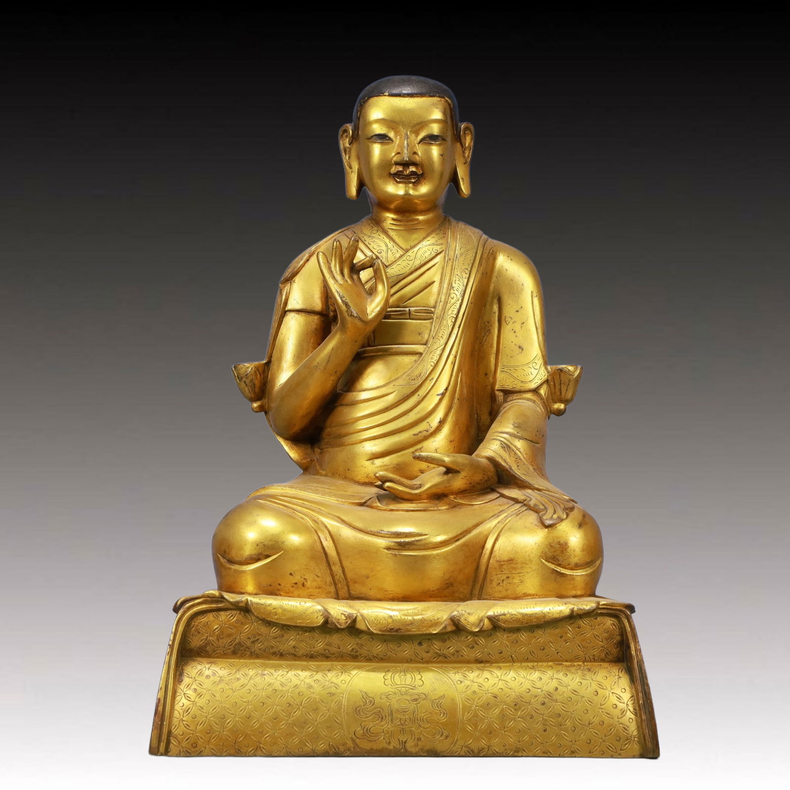 A Solemn Gilt Bronze Statue of Guru (1 of 9)
