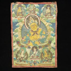 A Rare Brocade Painted Color Statue of Mammon Tangka