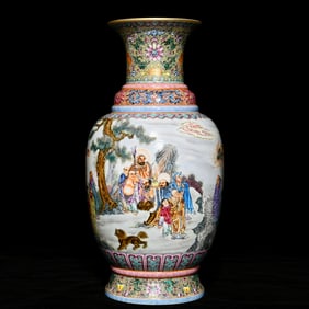 A Rare Famille-Rose Character and Story Pattern Vase