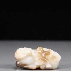 An Exquisite Greenish Jade Buffalo Ornament