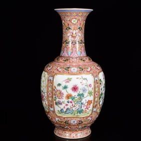 A Rare Famille-Rose Flower Pattern Vase