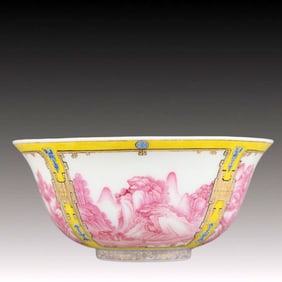 A Precious Coloured glaze Enamel Landscape Pattern Bowl