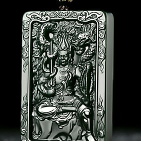 An Exquisite Cyan jade Statue of Bodhisattva Pendant