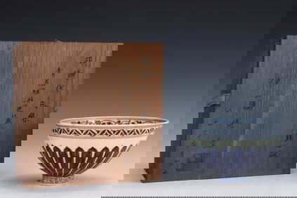 An Exquisite Blue and White Lotus Pattern Bowl,With Sanskrit